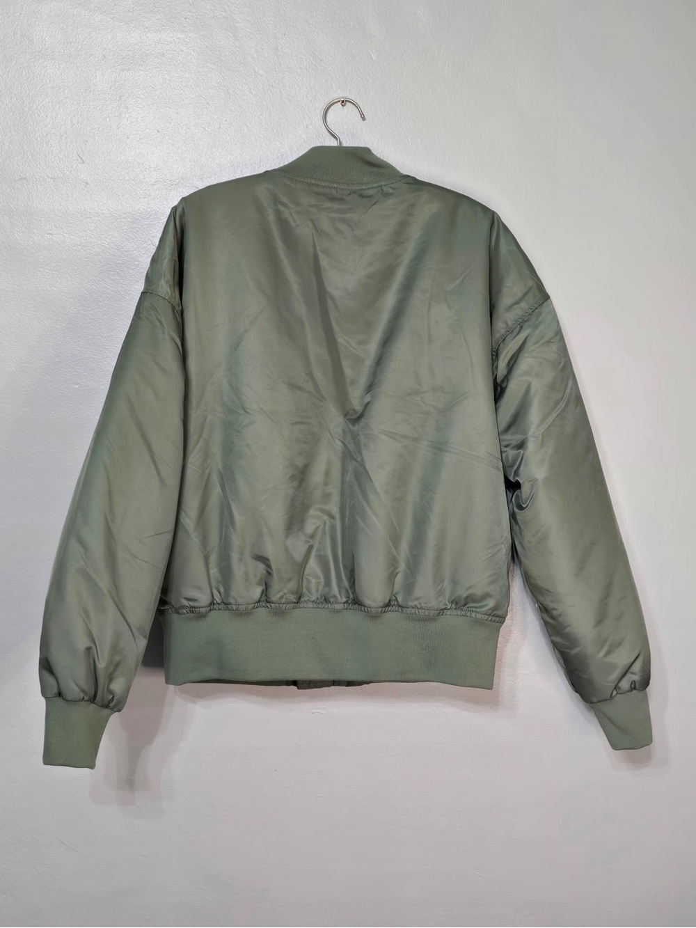 Olive Green Bomber Jacket - Women's Mid Weight Utility Coat Small NWT - Picture 2 of 5
